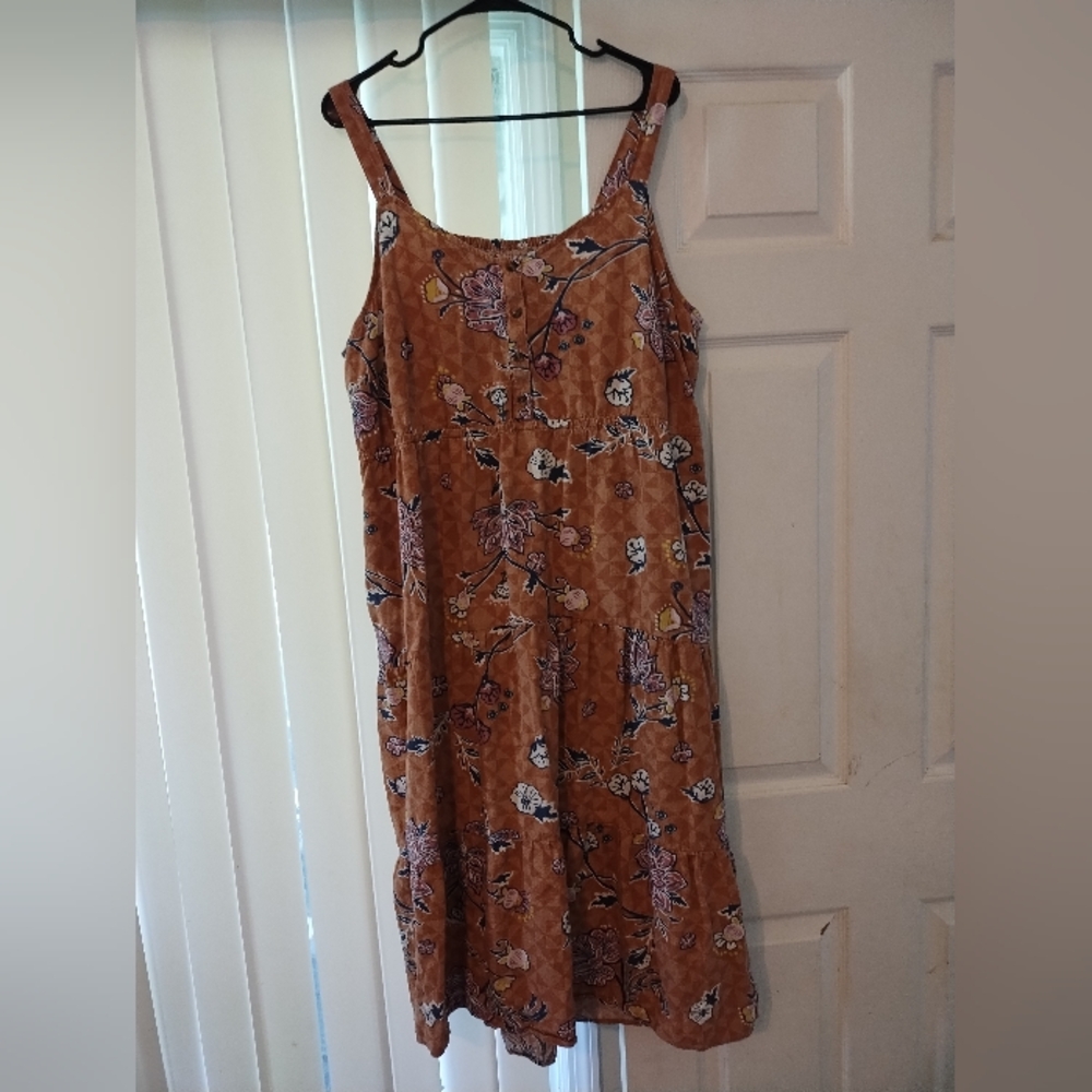 Sonoma Linen Blend Sleeveless Dress 2X Adj Straps Pockets